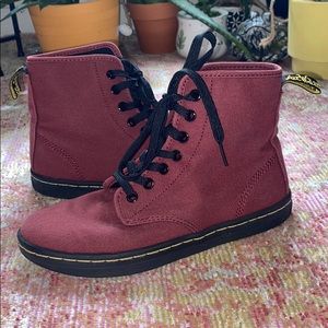 Maroon Canvas Dr. Martens womens size 6 boots/shoe